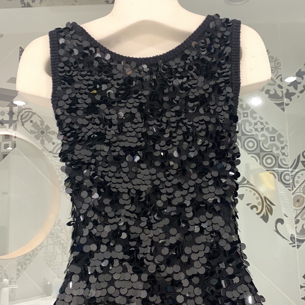 Like 🆕🌸VTG 90’ Beautiful Hand Sewn Sequins Little Black Dress - Picture 9 of 17